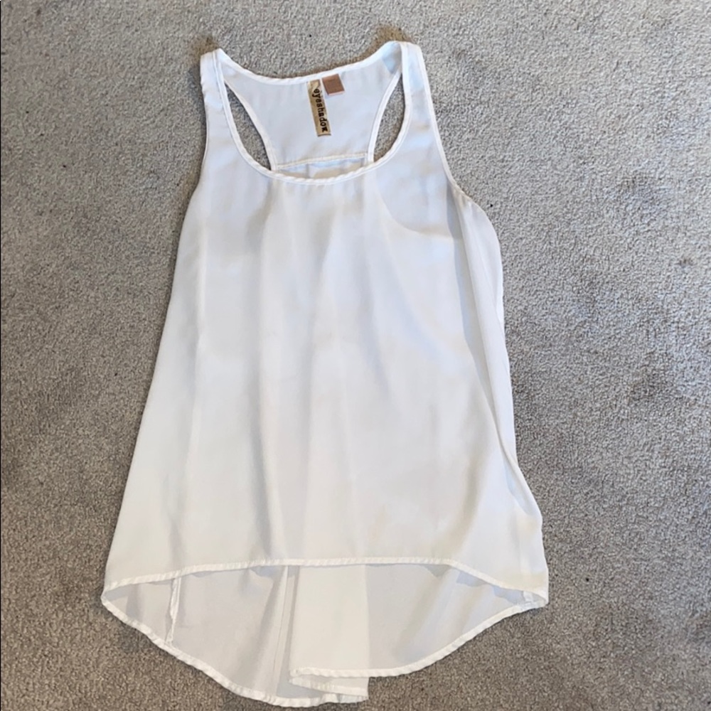 Sheer Cream Business Wear Hi-Lo Tank